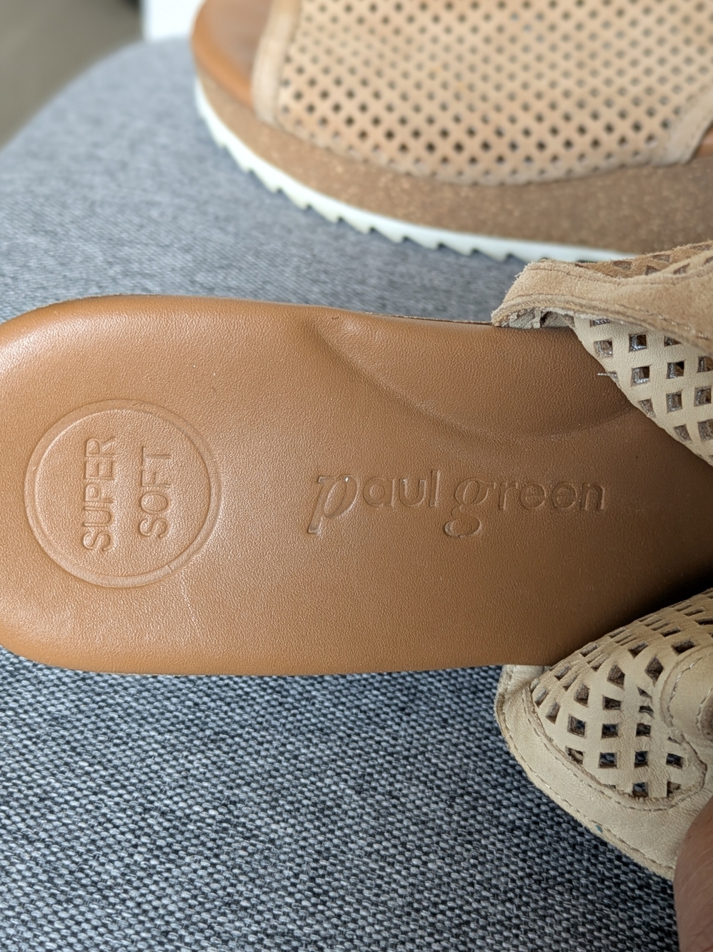 Paul Green Cleo Wedge Super Soft Slingback Sandal Space Nubuck Tan Size 6 - Picture 9 of 14